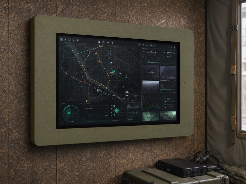 HARDY COMMAND SURFACE 40 — компактна настінна інтерактивна панель у фанерному корпусі з покриттям Raptor