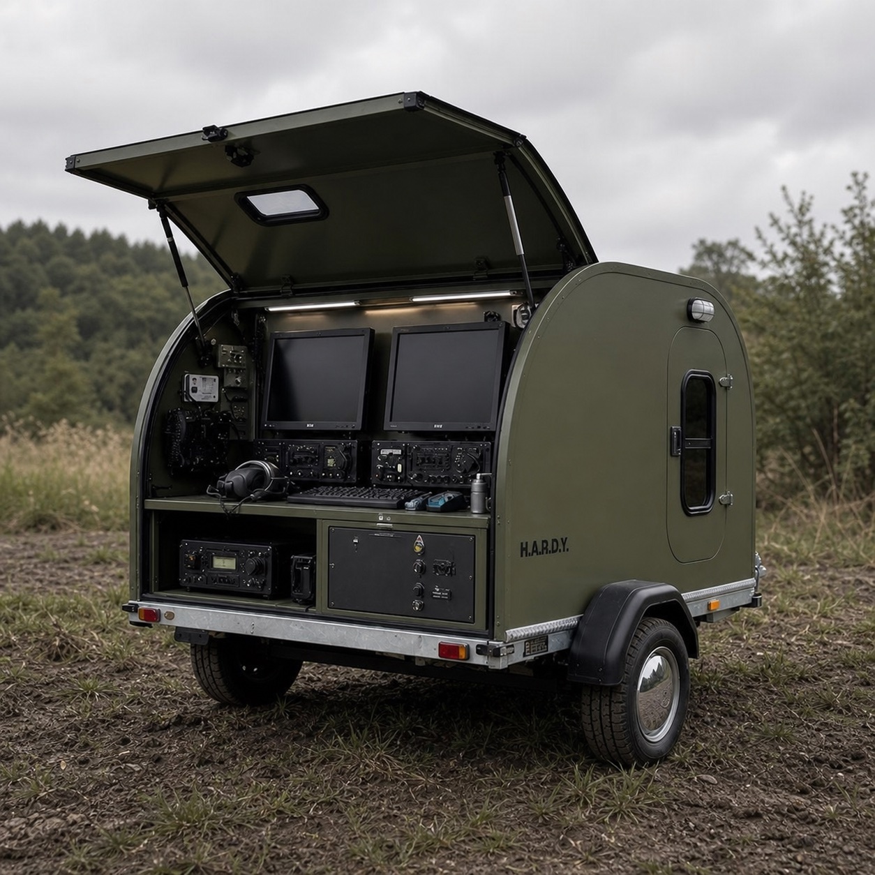 Мобільний командний пункт HARDY MOBILE COMMAND із заднім сервісним відсіком і операторськими екранами