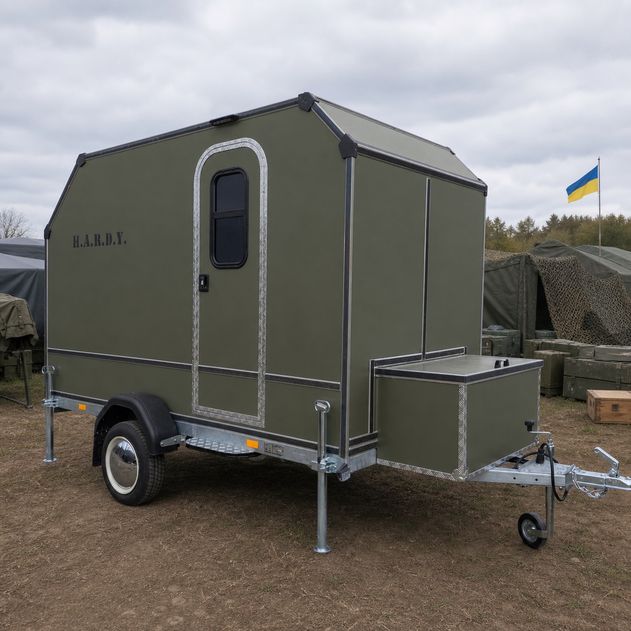 HARDY UNIT CAMPER у матовому оливковому кольорі з окремою санітарною зоною